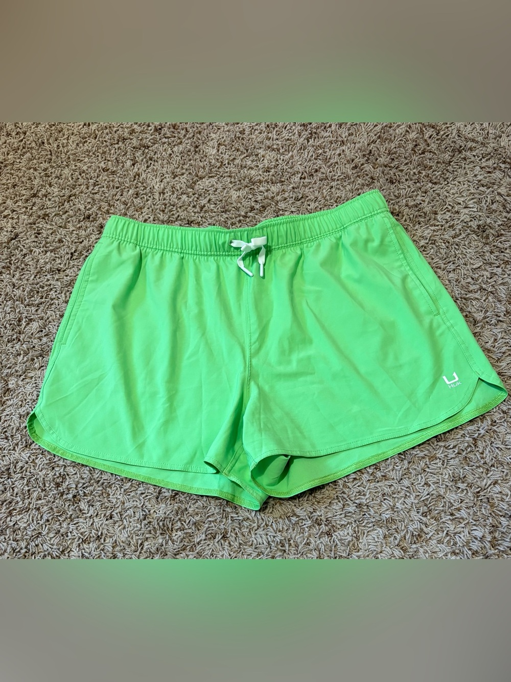Huk Pursuit Volley Swim Shorts Women's size XL neon green